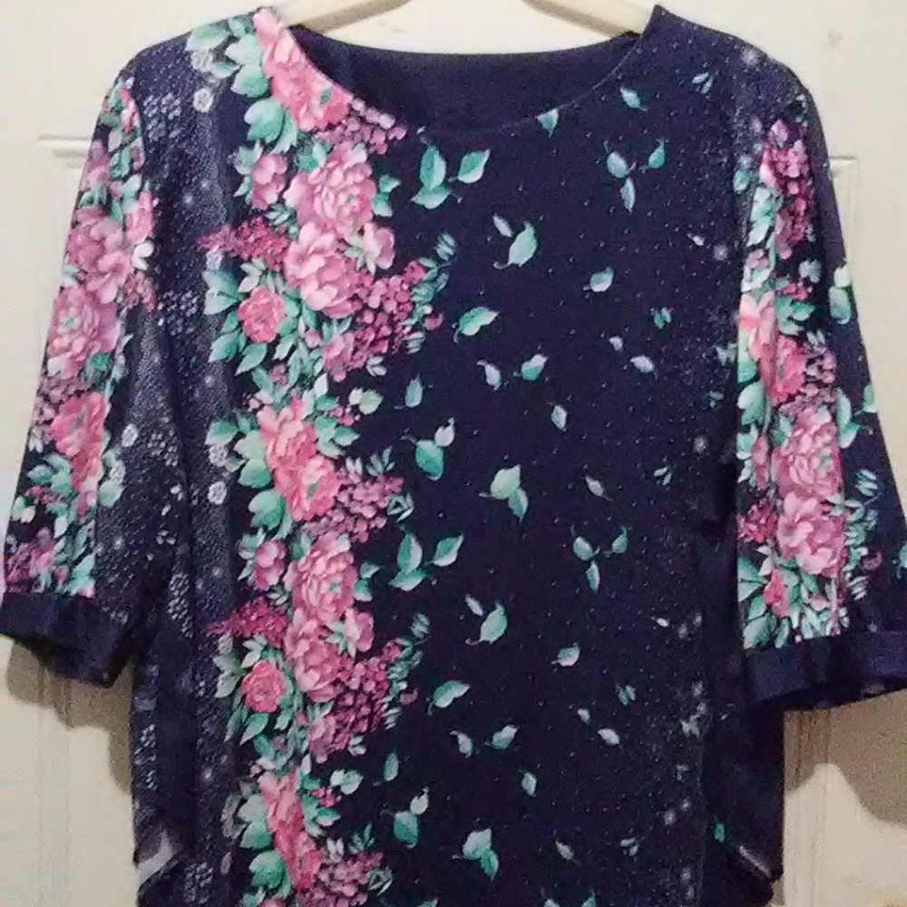 "Lind Clare" Blue&Pink print * New